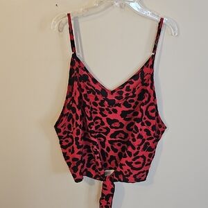 Shein Red & Black Animal Print Summer Top Size 2XL